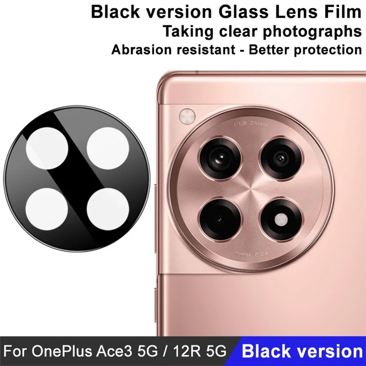 IMAK For OnePlus Ace 3 5G / 12R 5G Camera Lens Protector Tempered Glass Lens Film (Black Version)