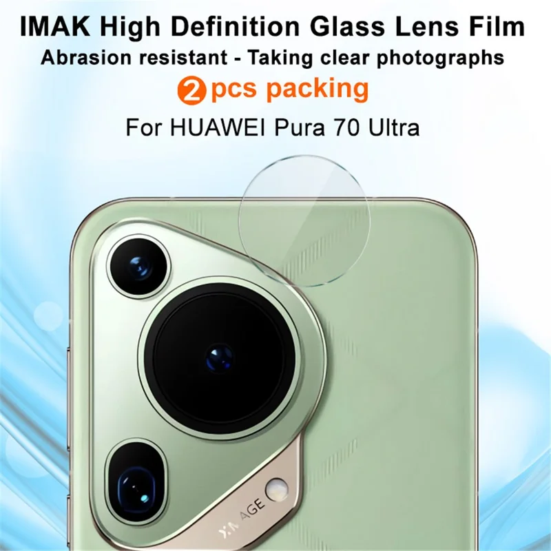 IMAK 2Pcs  /  Set for Huawei Pura 70 Ultra Tempered Glass Rear Lens Protector Clear Camera Lens Film
