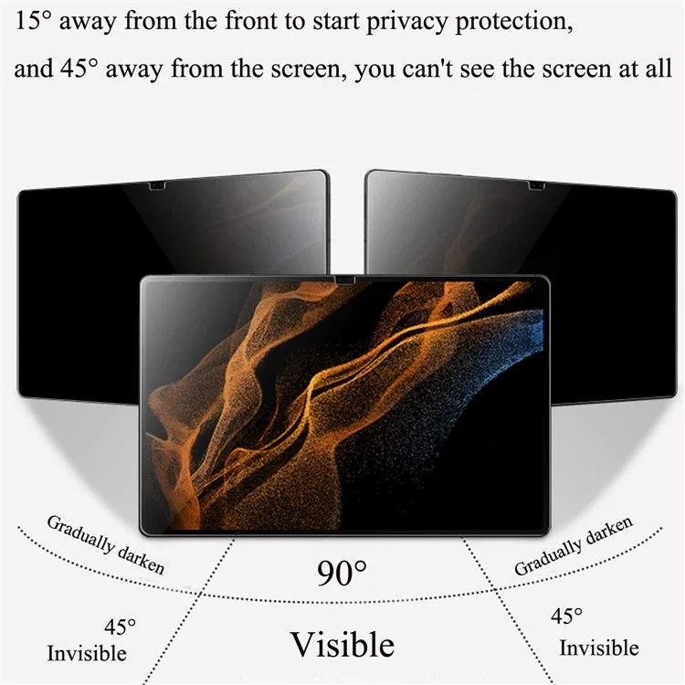 Para Samsung Galaxy Tab A9 Anti-Spy Película de Vidro Temperado de Proteção de Tela 0,3 mm Película de Borda Curva