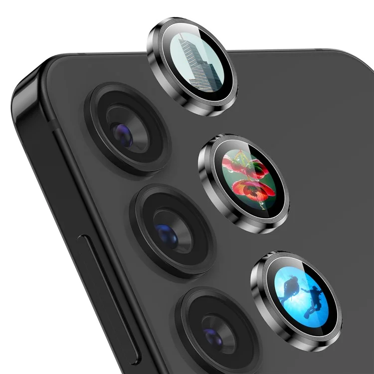 ENKAY HAT PRINCE For Samsung Galaxy S24 AR Clear Camera Lens Protector Metal Ring Lens Guard - Black