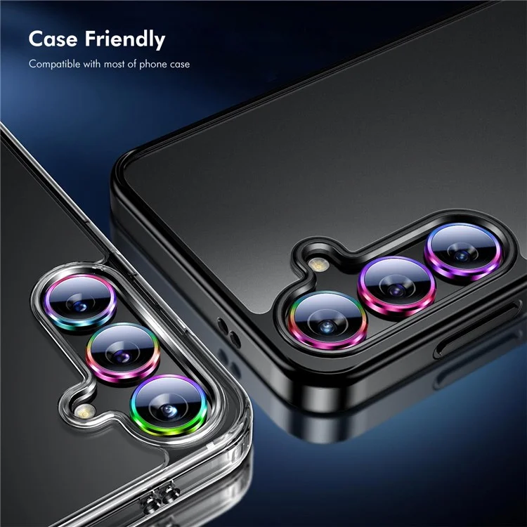 ENKAY HAT PRINCE For Samsung Galaxy S24 AR Clear Camera Lens Protector Metal Ring Lens Guard - Black