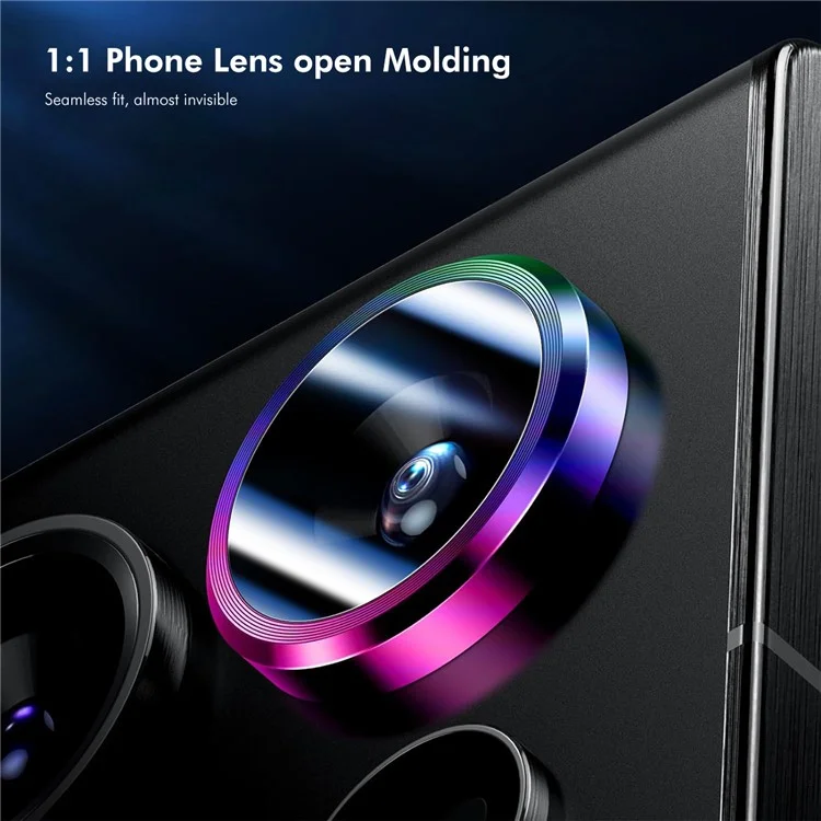 ENKAY HAT PRINCE For Samsung Galaxy S24+ Camera Lens Protector AR Clear Film + Metal Ring Lens Guard - Black