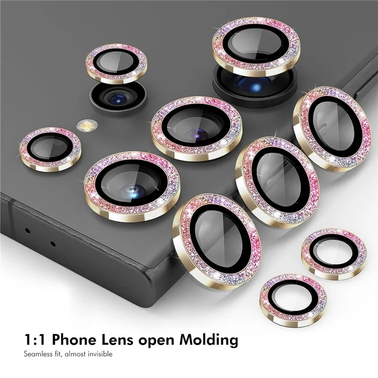 ENKAY HAT PRINCE para Samsung Galaxy S24 Ultra AR Clear Glitter Camera Lens Protector Anillo Metálico Posterior Protector de Lente - Morado