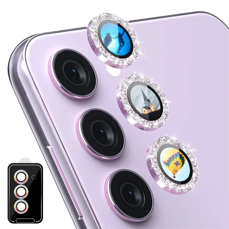 ENKAY HAT PRINCE For Samsung Galaxy S24 Camera Lens Film Tempered Glass+Aluminum Alloy Glitter Lens Guard - Purple