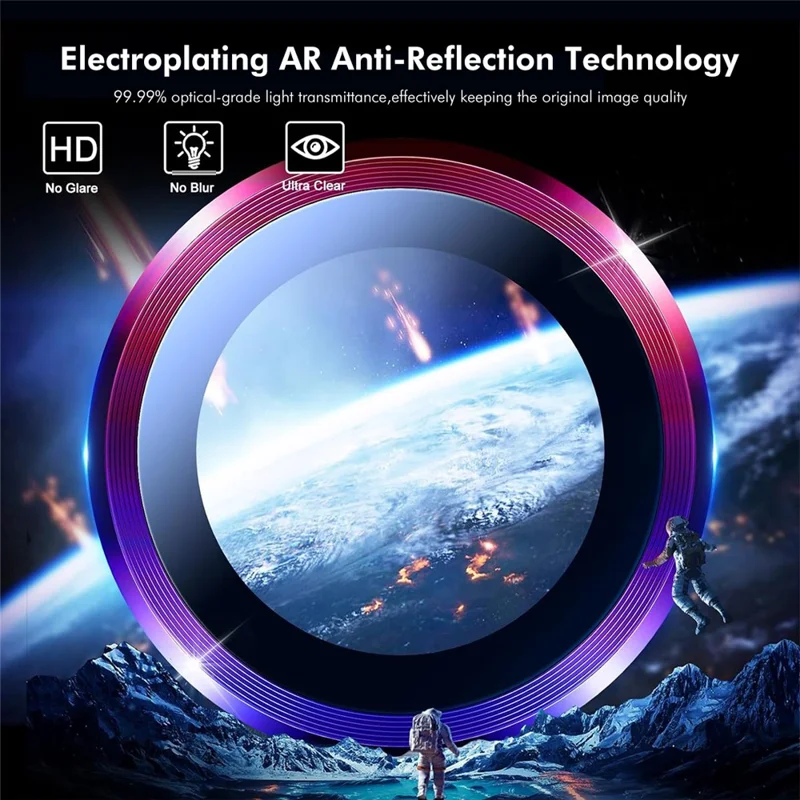 ENKAY HAT PRINCE Pour Samsung Galaxy S23 / S23+ Protecteur d'objectif de caméra AR Clear Metal Ring Lens Film - Violet