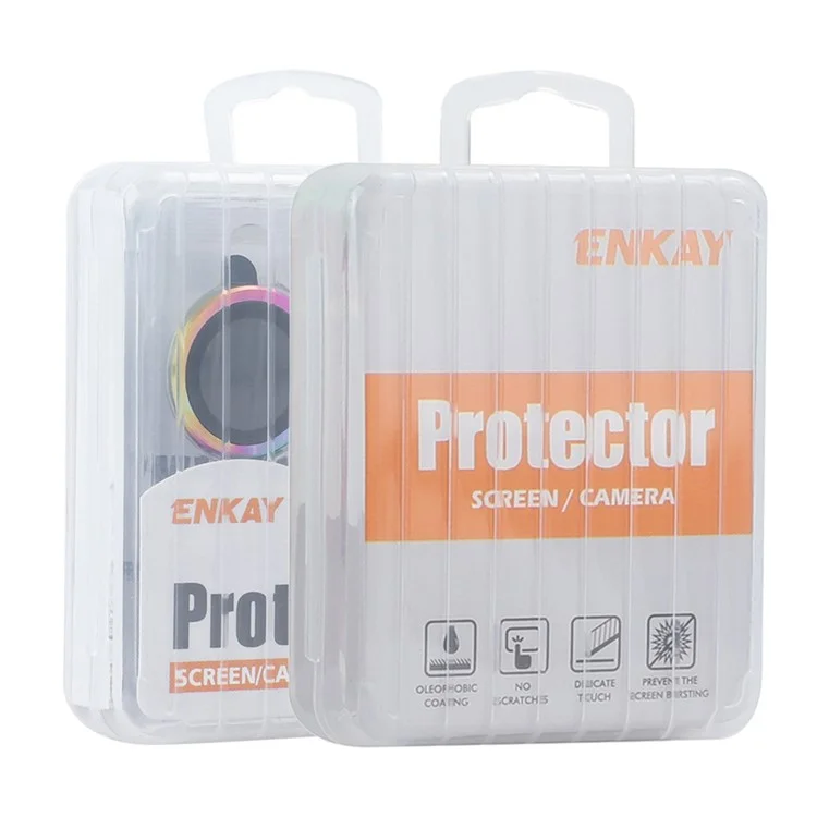 ENKAY HAT PRINCE For iPhone 15 / 15 Plus AR Clear Camera Lens Film Metal Ring Lens Guard - Baby Blue
