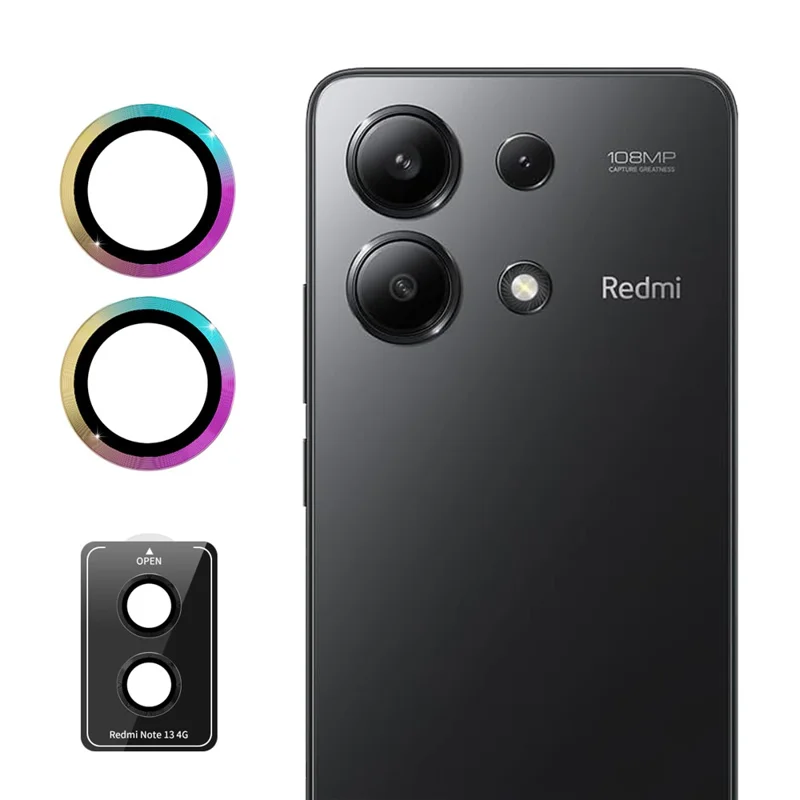 ENKAY HÜTCHENPRINZ Für Xiaomi Redmi Note 13 4G 1 Satz Kameraobjektivschutz Metallring Hinteres Objektivfilm - Mehrfarbig