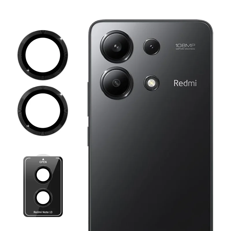 ENKAY HAT PRINCE Pour Xiaomi Redmi Note 13 5G Clear Lens Guard Anneau Métallique Protecteur d'Objectif de Caméra - Noir