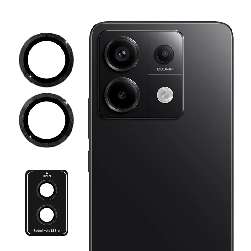 ENKAY HAT PRINCE For Xiaomi Redmi Note 13 Pro 5G/Poco X6 5G Camera Lens Film Metal Ring Lens Protector - Black