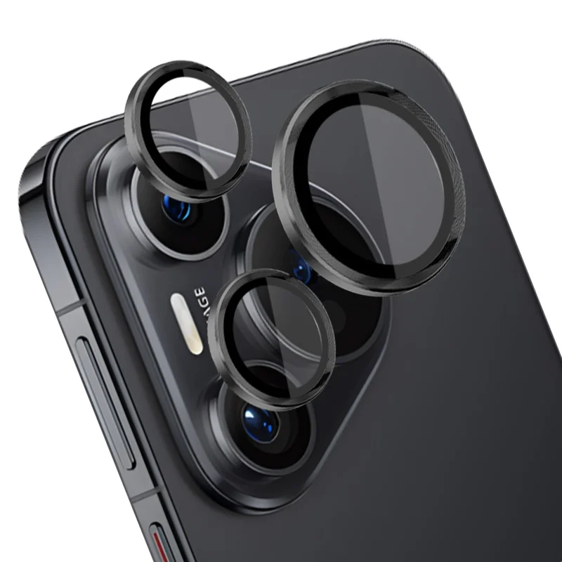 NORTHJO 1 Set For Huawei Pura 70 Camera Lens Protector Tempered Glass+Metal Ring Lens Guard - Black