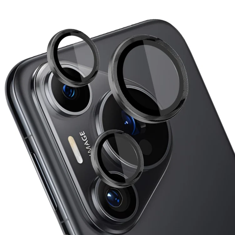 NORTHJO 1 Set For Huawei Pura 70 Pro / 70 Pro+ Camera Lens Flim+Tempered Glass+Metal Ring Lens Protector - Black