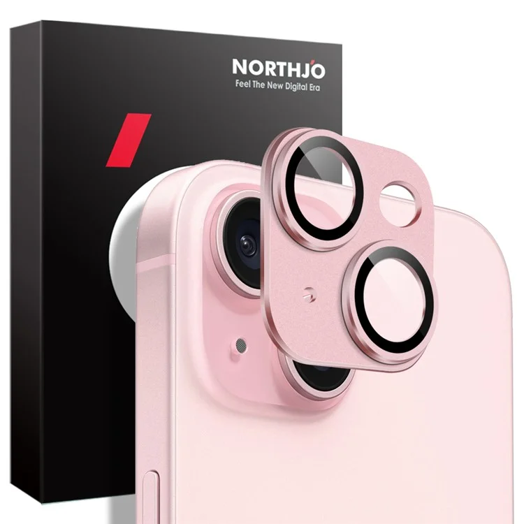 NORTHJO For iPhone 15 Plus / 15 Защита объектива камеры Матовая пластина из алюминиевого сплава - Розовый