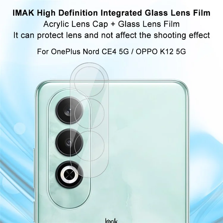 IMAK For OnePlus Nord CE4 5G / Oppo K12 Tempered Glass Camera Lens Protector + Acrylic Lens Cap