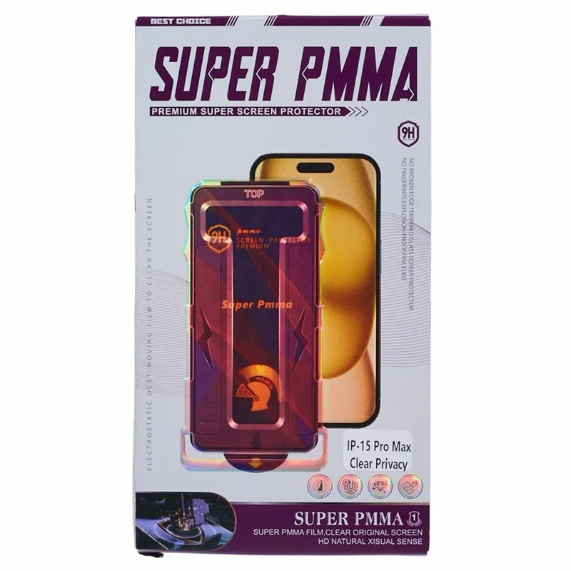 Voor iPhone 14 Pro / 15 Screen Protector Volledige Dekking Anti-Spionage PET Folie met Eenvoudig Installegereedschap