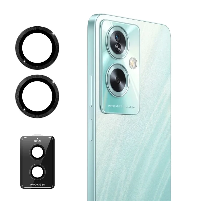 ENKAY HAT PRINCE For Oppo A79 5G / A2 5G 1 Set Camera Rear Lens Film Metal Ring Trim Lens Protector - Blue