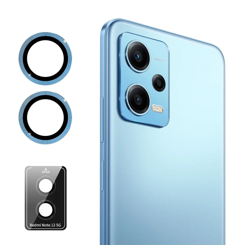 ENKAY HAT PRINCE For Xiaomi Redmi Note 12 5G (Global) 1 Set Camera Rear Lens Protector with Metal Ring Trim - Blue