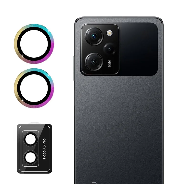 ENKAY HAT PRINCE Para Xiaomi Poco X5 Pro 5G / Redmi Note 12 Pro Speed 5G Protetor de Lente da Câmera Alumínio de Alta Alumina Película de Vidro Silício Colorido