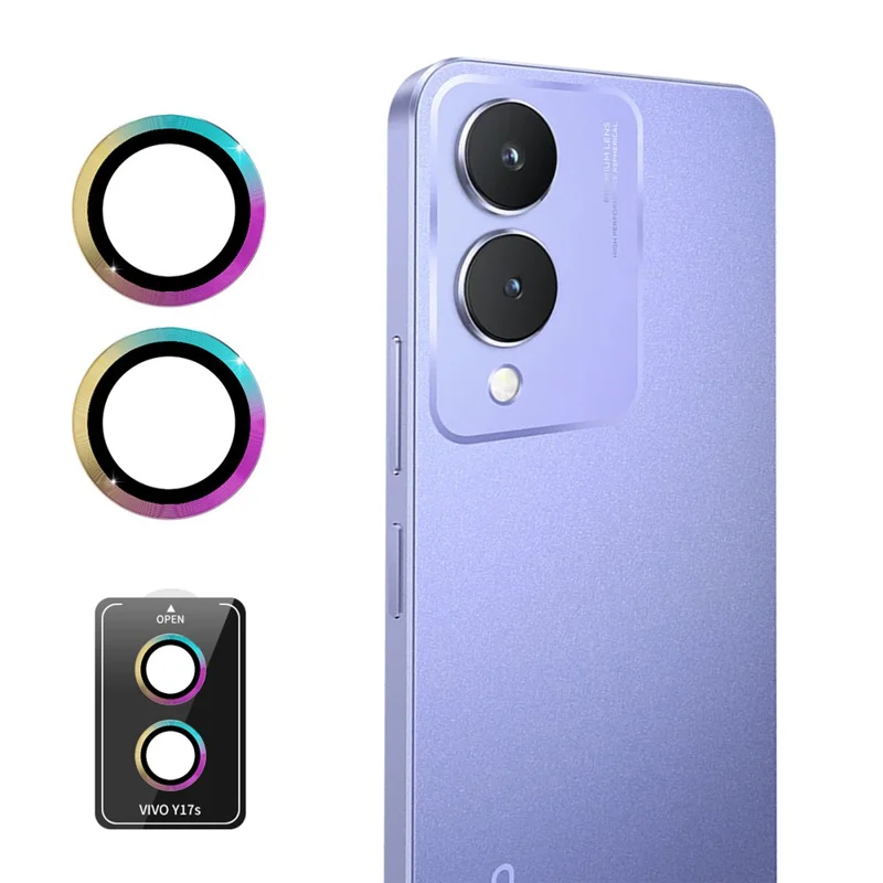 ENKAY HAT PRINCE Para vivo Y17s 4G Protector de lente de cámara Conjunto Película de cristal de silicio de alta alúmina - Colorido