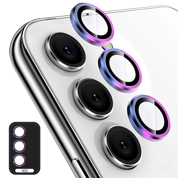 ENKAY HAT PRINCE Para Samsung Galaxy M55 5G / C55 5G / F55 5G Conjunto de Protetor de Lente da Câmera 9H Dureza Filme de Lente com Anel de Metal Trim - Colorido