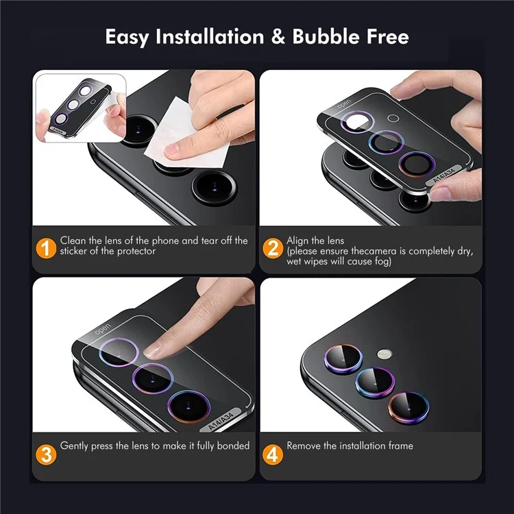 ENKAY HAT PRINCE Para Samsung Galaxy M55 5G / C55 5G / F55 5G Conjunto de Protetor de Lente da Câmera 9H Dureza Filme de Lente com Anel de Metal Trim - Colorido