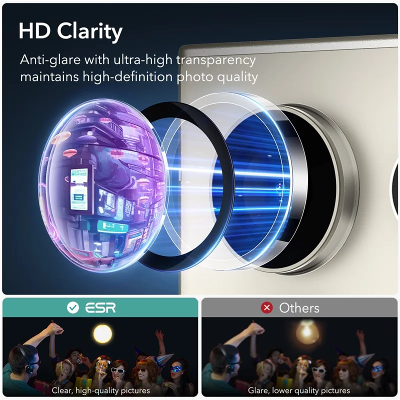 ESR For Samsung Galaxy S24 Ultra HD Clear Camera Lens Film Scratch-Resistant Tempered Glass Lens Protector - Transparent