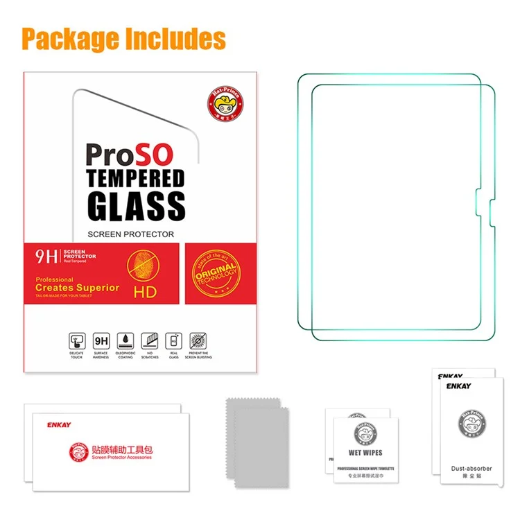 ENKAY HAT PRINCE 2Pcs Para iPad Pro 11 (2024) Protetor de Tela Cobertura Total Filme de Vidro de Alta Alumínio-Silício 9H Dureza