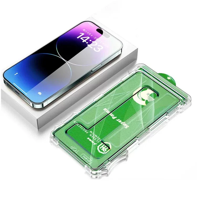 For iPhone 14 Pro Max / 15 Plus Screen Protector with Auxiliary Tool Matte Anti-Fingerprint PET Film