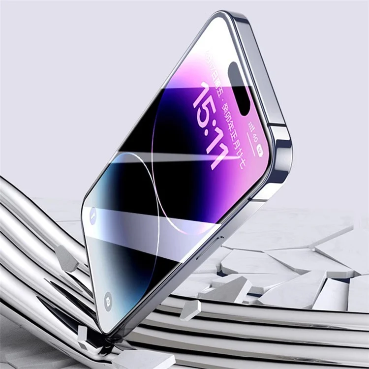 For iPhone 14 Pro Max / 15 Plus Screen Protector with Auxiliary Tool Matte Anti-Fingerprint PET Film