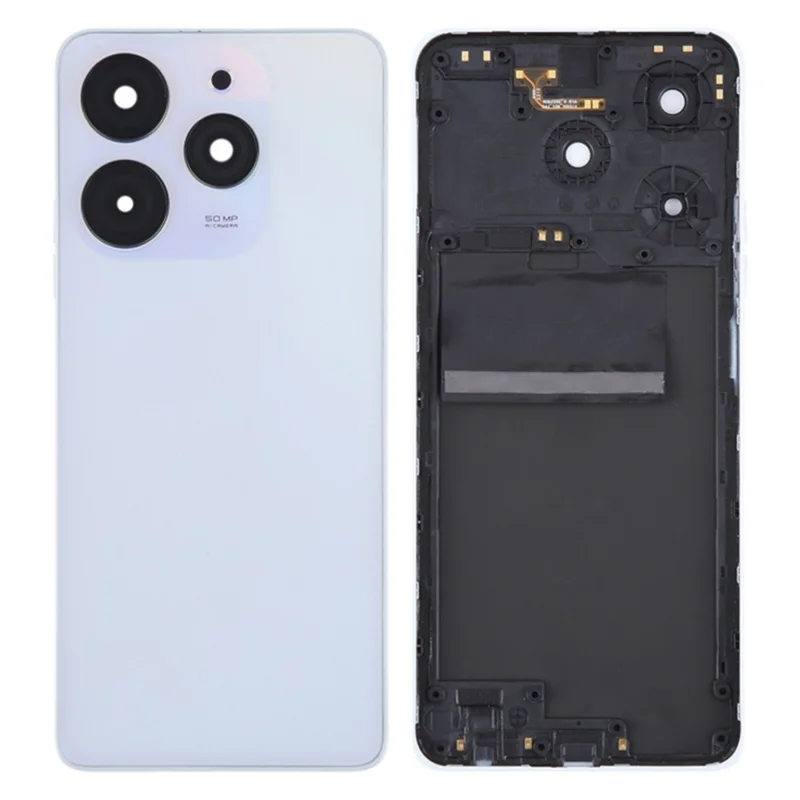 Pour TECNO Spark 10 Pro KI7 Couvercle du boîtier de la batterie arrière avec anneau de l'objectif de l'appareil photo Couvercle de la pièce de rechange - Blanc
