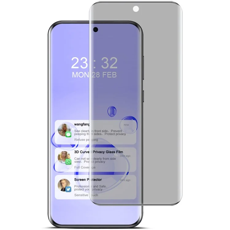 IMAK Para Huawei Pura 70 Pro / 70 Pro+ / 70 Ultra Protetor de Tela Anti-Espião com Película Colante Curva 3D (Versão Sem Borda)