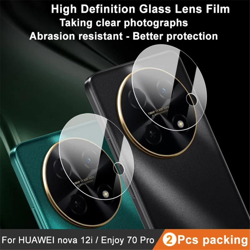 IMAK 2Pcs  /  Set for Huawei Nova 12i 4G / Huawei Enjoy 70 Pro Rear Lens Protector Clear Tempered Glass Camera Lens Film
