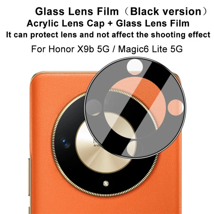 IMAK For Honor X9b 5G / Magic6 Lite 5G Tempered Glass Lens Protector+Acrylic Lens Cap (Black Version)