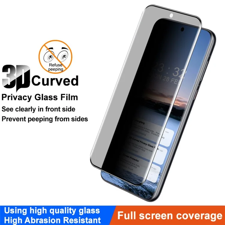 IMAK para Huawei Pura 70 Pro / Pura 70 Pro+ Protetor de Tela Privado 3D Curvo Vidro Temperado Resistente a Quebras