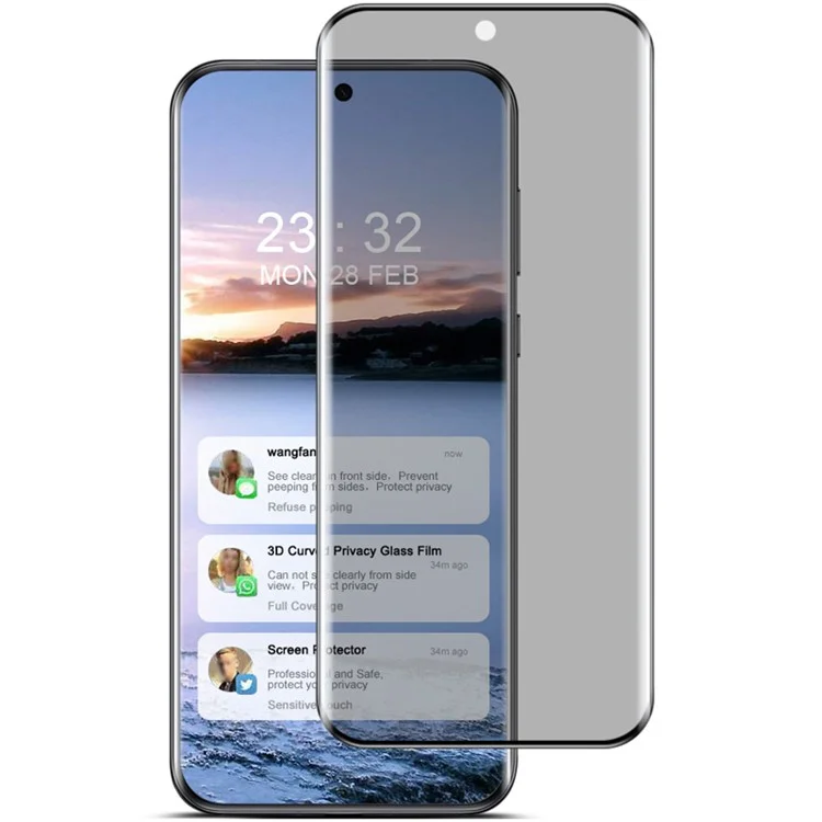 IMAK para Huawei Pura 70 Pro / Pura 70 Pro+ Protetor de Tela Privado 3D Curvo Vidro Temperado Resistente a Quebras