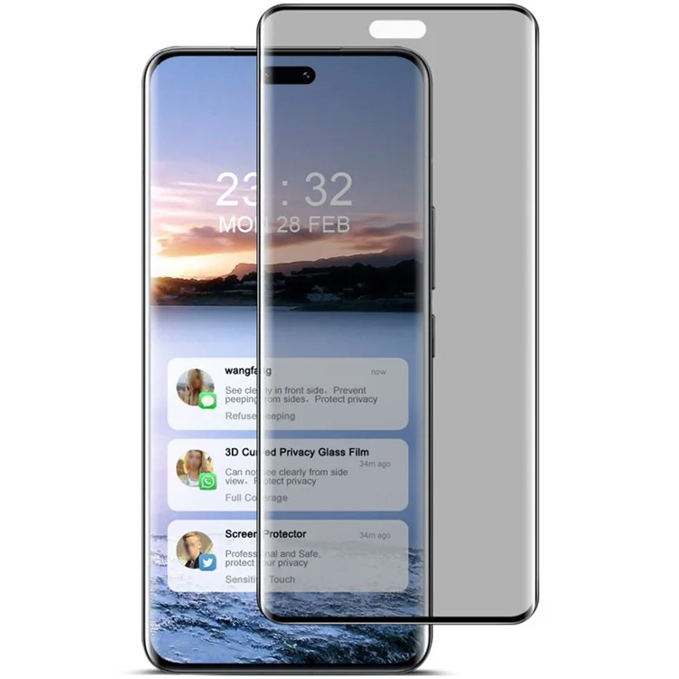 IMAK für Xiaomi Civi 4 Pro 5G / 14 Civi 5G Anti-Spy-Bildschirmschutz 3D gebogene Panzerglas-Vollabdeckungsfolie