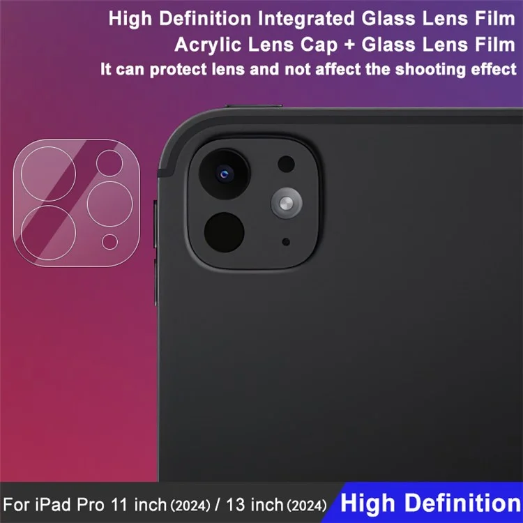 IMAK For iPad Pro 11 (2024) / Pro 13 (2024) Camera Lens Protector Integrated Tempered Glass + Acrylic Lens Cap Lens Film