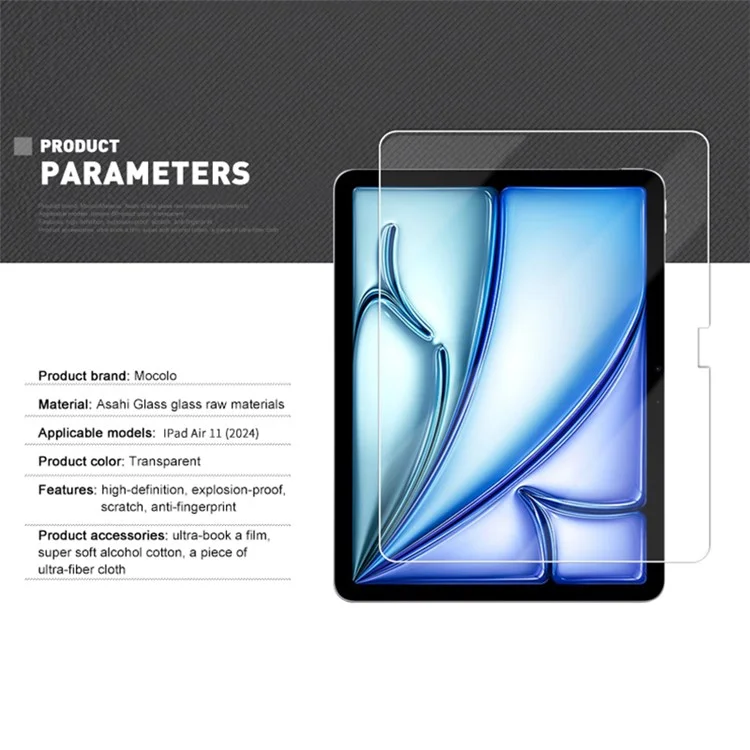 MOCOLO For iPad Air 11 (2025) / (2024) Screen Protector HD Bubble Free Tempered Glass Film