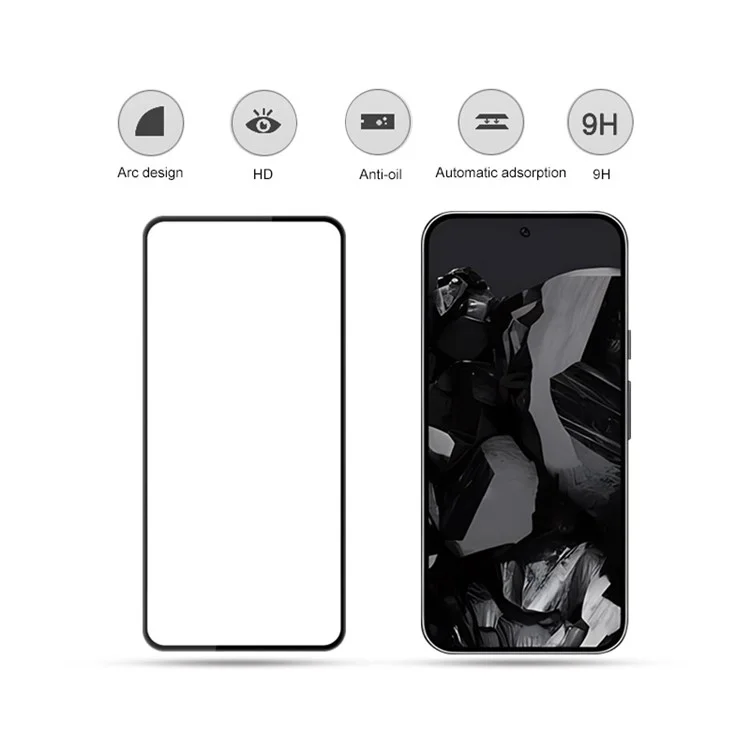 MOCOLO Per Google Pixel 9 / Pixel 9 Pro Protezione Schermo in Vetro Temperato con Stampa Serigrafica - Nero