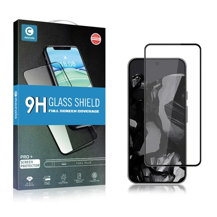 MOCOLO Per Google Pixel 9 / Pixel 9 Pro Protezione Schermo in Vetro Temperato con Stampa Serigrafica - Nero