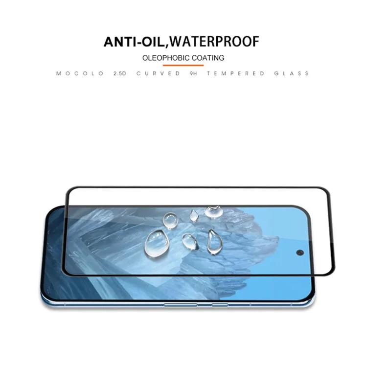 MOCOLO Per Google Pixel 9 Pro XL Protezione Schermo in Vetro Temperato Antischeggia con Stampa in Seta, Nero