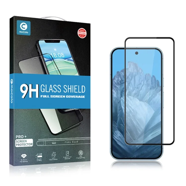 MOCOLO Per Google Pixel 9 Pro XL Protezione Schermo in Vetro Temperato Antischeggia con Stampa in Seta, Nero