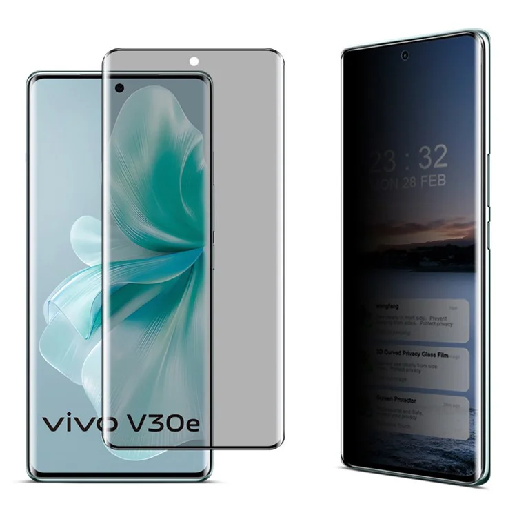 IMAK Per vivo V30e 5G Screen Protector Anti-Peep 3D Curved Tempered Glass Full Film