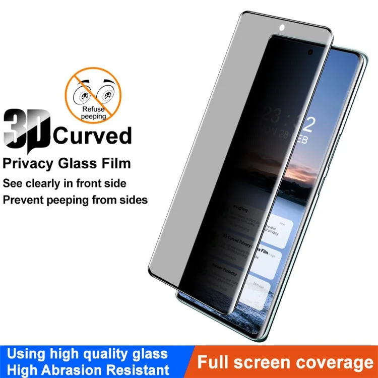IMAK Per vivo V30e 5G Screen Protector Anti-Peep 3D Curved Tempered Glass Full Film