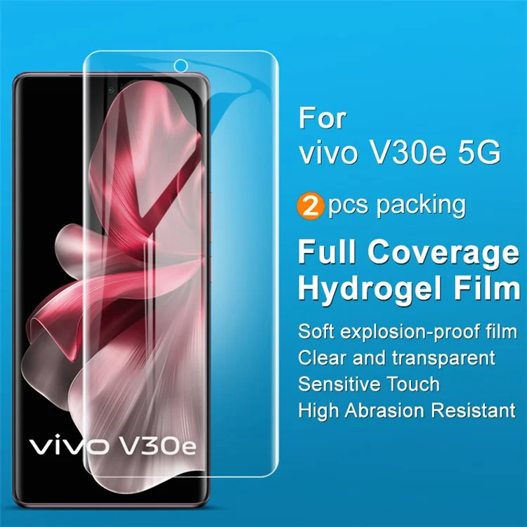 IMAK 2Pcs / Set Hydrogel Film III Pour vivo V30e 5G Protecteur d'écran Soft TPU Ultra Clear Film