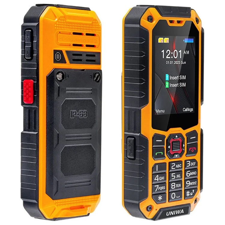 UNIWA S9 2.4-inch Rugged Cellphone IP68 Waterproof 4G Mobile Phone with Flashlight - Grey / EU Plug