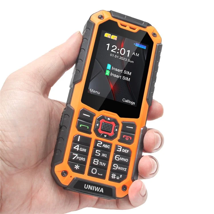 UNIWA S9 2.4-inch Rugged Cellphone IP68 Waterproof 4G Mobile Phone with Flashlight - Grey / EU Plug