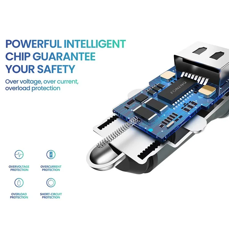 Chargeur de voiture à double port USB FONENG C19 Alliage d'aluminium 36W QC3.0 Adaptateur de charge pour téléphone