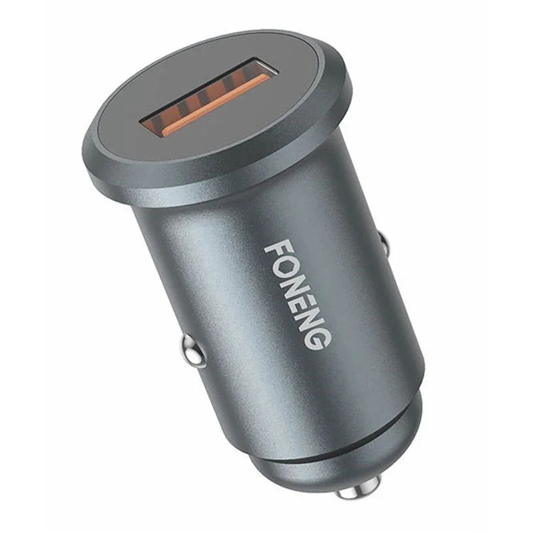 FONENG C15 Chargeur de voiture 12-24V 4A QC3.0 Port USB en alliage d'aluminium Adaptateur de charge rapide pour téléphone