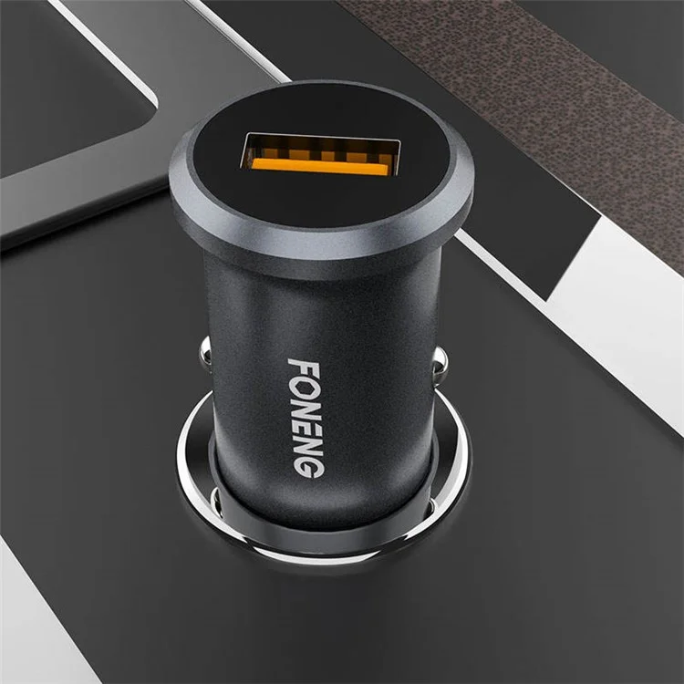 FONENG C15 Chargeur de voiture 12-24V 4A QC3.0 Port USB en alliage d'aluminium Adaptateur de charge rapide pour téléphone