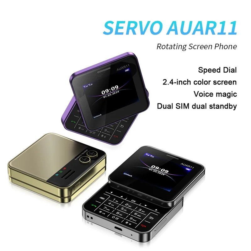 AUAR11 Dual SIM Standby Rotating 2G Phone with 2.4 inch Color Screen - Black